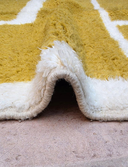 Modern Chartreuse Block Handwoven Rug 6.7 x 5.71 ft / 203 x 174 cm