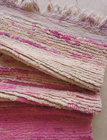 Pink Moroccan Wool Rug 8.7 x 4.6 ft / 265 x 142 cm - Surcoma