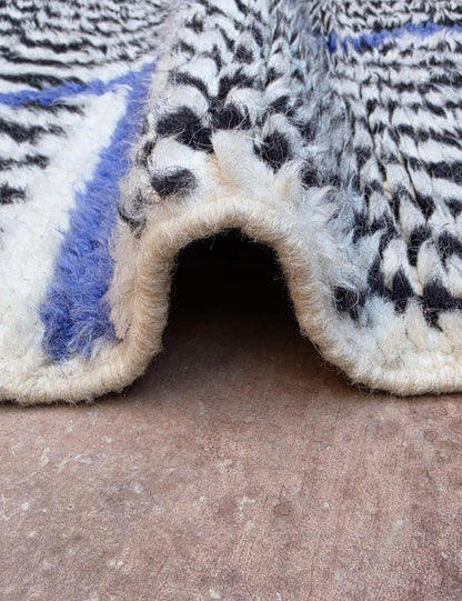 Black and White Herringbone Boujad Runner 10.9 x 2.17 ft / 331 x 66 cm