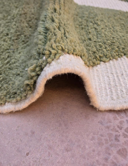 Modern Green Moroccan Wool Area Rug 8.6 x 6.3 ft / 261 x 192 cm