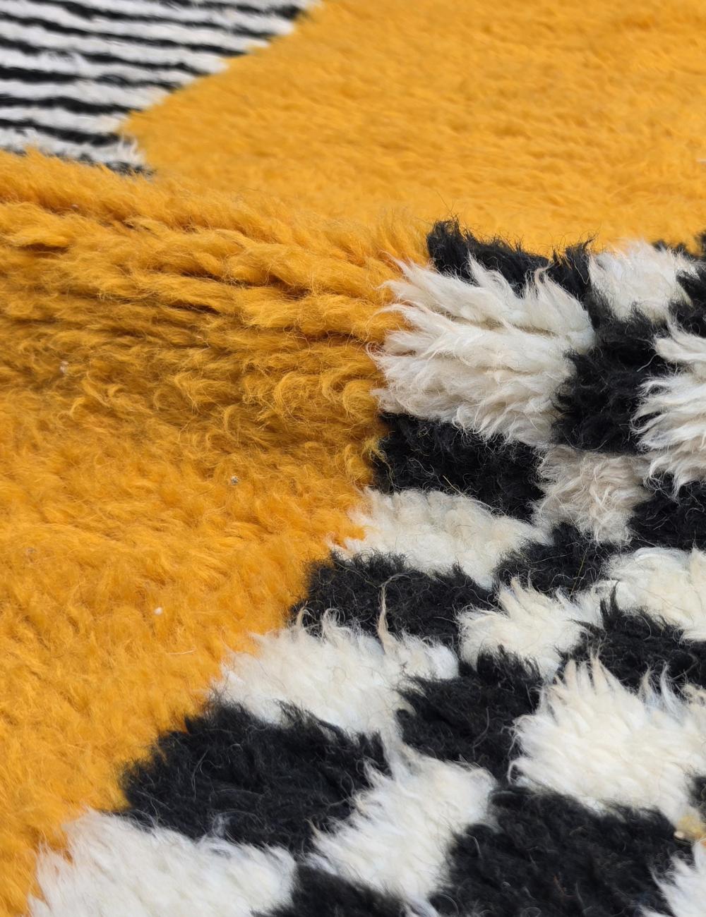 Modern Orange and Black Moroccan Runner 11.2 x 2.07 ft / 340 x 63 cm