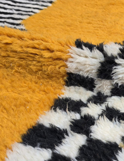 Modern Orange and Black Moroccan Runner 11.2 x 2.07 ft / 340 x 63 cm