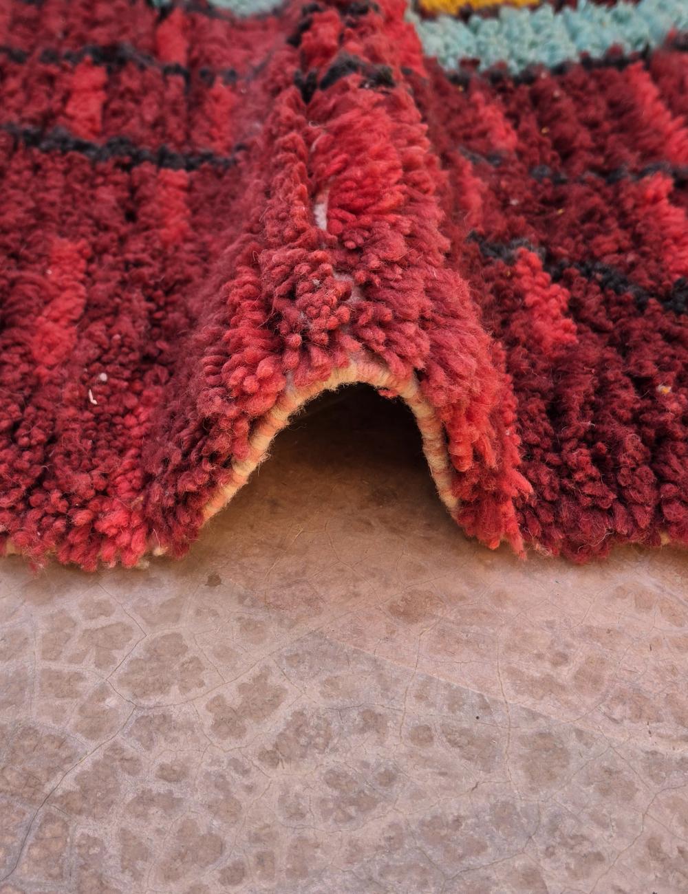 Red Wool Boujad Rug with Bold Diamonds 9.8 x 6 ft / 299 x 183 cm
