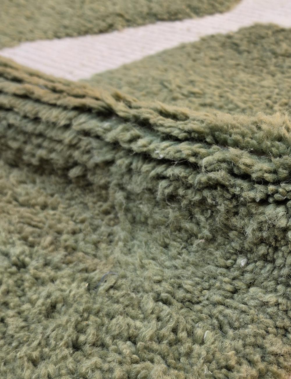 Modern Green Moroccan Wool Area Rug 8.6 x 6.3 ft / 261 x 192 cm