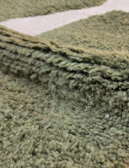 Modern Green Moroccan Wool Area Rug 8.6 x 6.3 ft / 261 x 192 cm