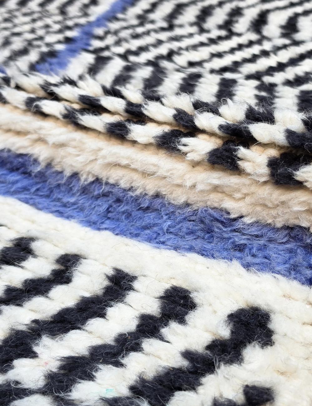 Black and White Herringbone Boujad Runner 10.9 x 2.17 ft / 331 x 66 cm