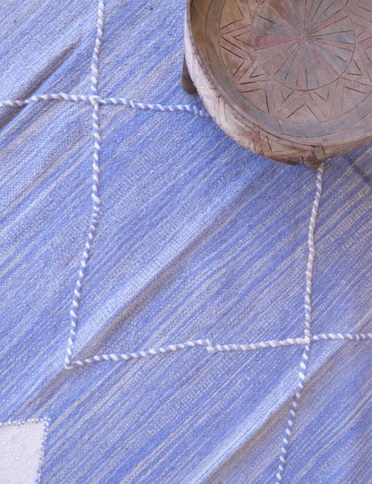 Blue Kilim Moroccan Rug 10.2 x 6.6 ft / 311 x 203 cm - Surcoma