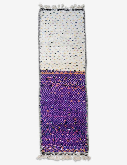 Purple Checkerboard Hallway Runner 11.4 x 3.48 ft / 346 x 106 cm