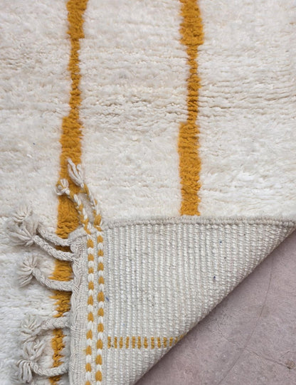 White Wool Runner with Yellow Stripes 11.5 x 3.28 ft / 351 x 100 cm