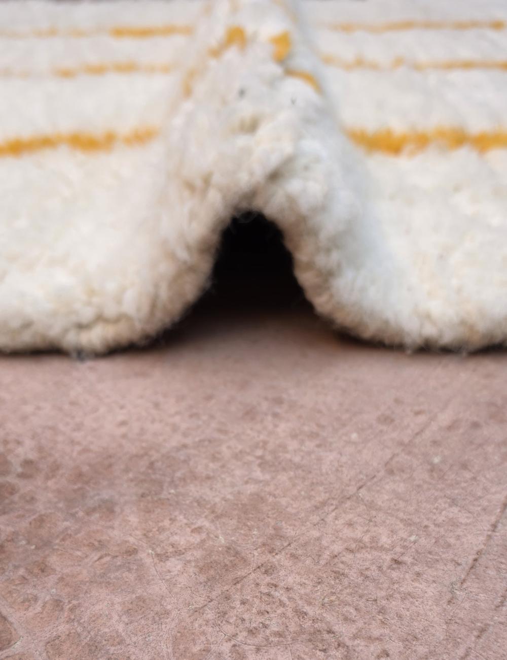 White Wool Runner with Yellow Stripes 11.5 x 3.28 ft / 351 x 100 cm