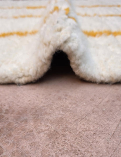 White Wool Runner with Yellow Stripes 11.5 x 3.28 ft / 351 x 100 cm