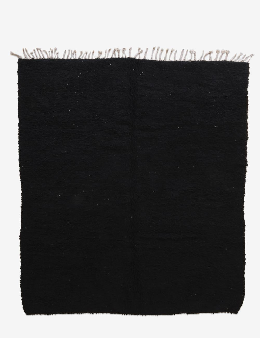 Moroccan Solid Black Wool Rug 9.6 x 7.5 ft / 293 x 230 cm