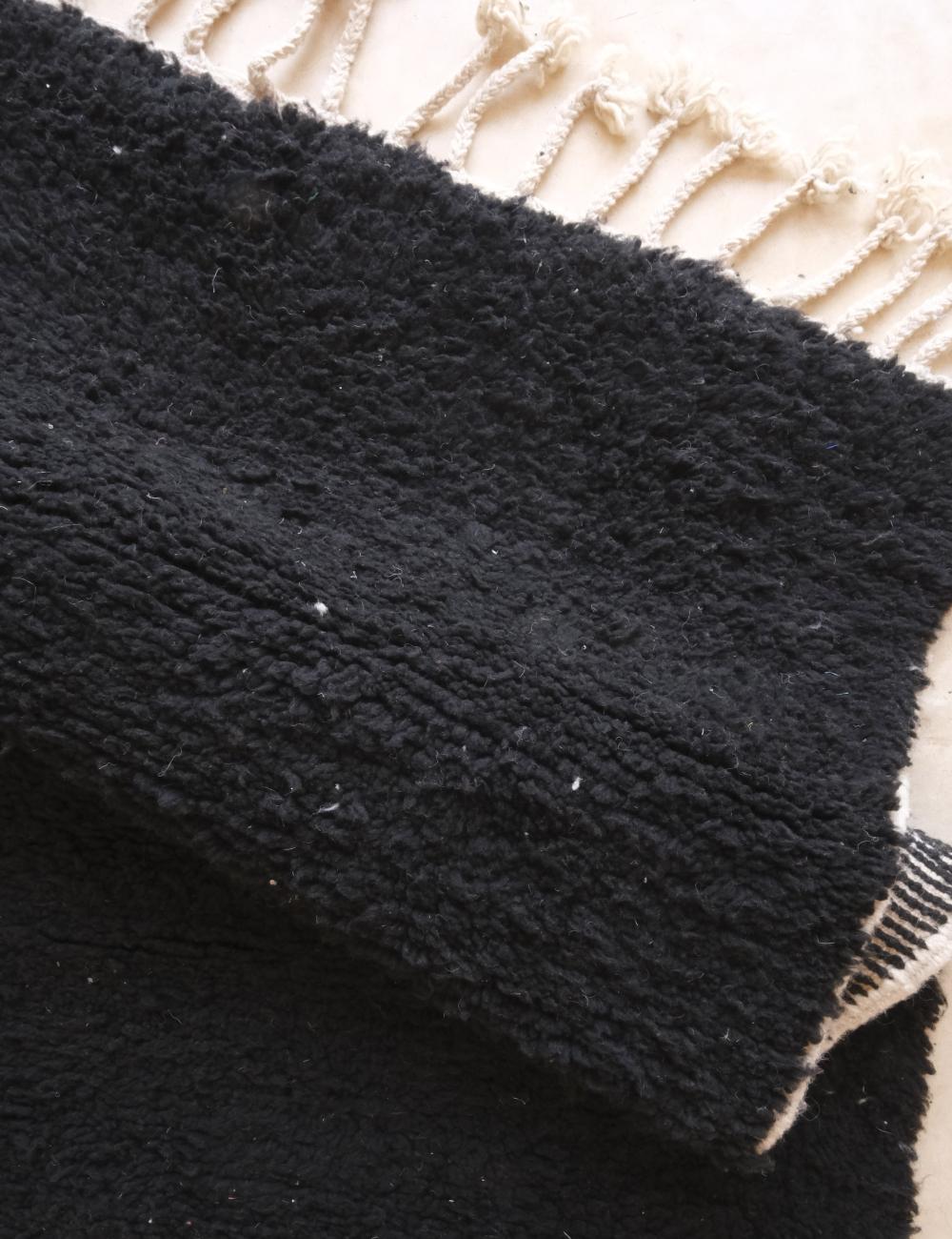 Moroccan Solid Black Wool Rug 9.6 x 7.5 ft / 293 x 230 cm