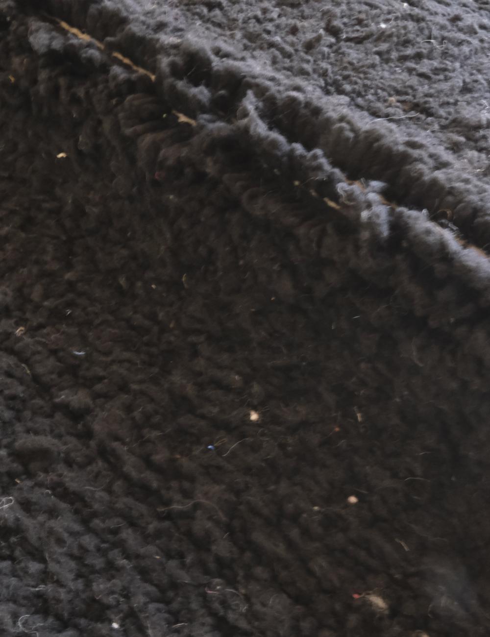 Moroccan Solid Black Wool Rug 9.6 x 7.5 ft / 293 x 230 cm