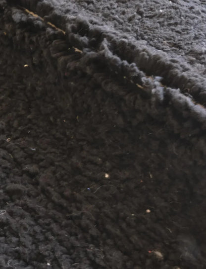 Moroccan Solid Black Wool Rug 9.6 x 7.5 ft / 293 x 230 cm - Surcoma