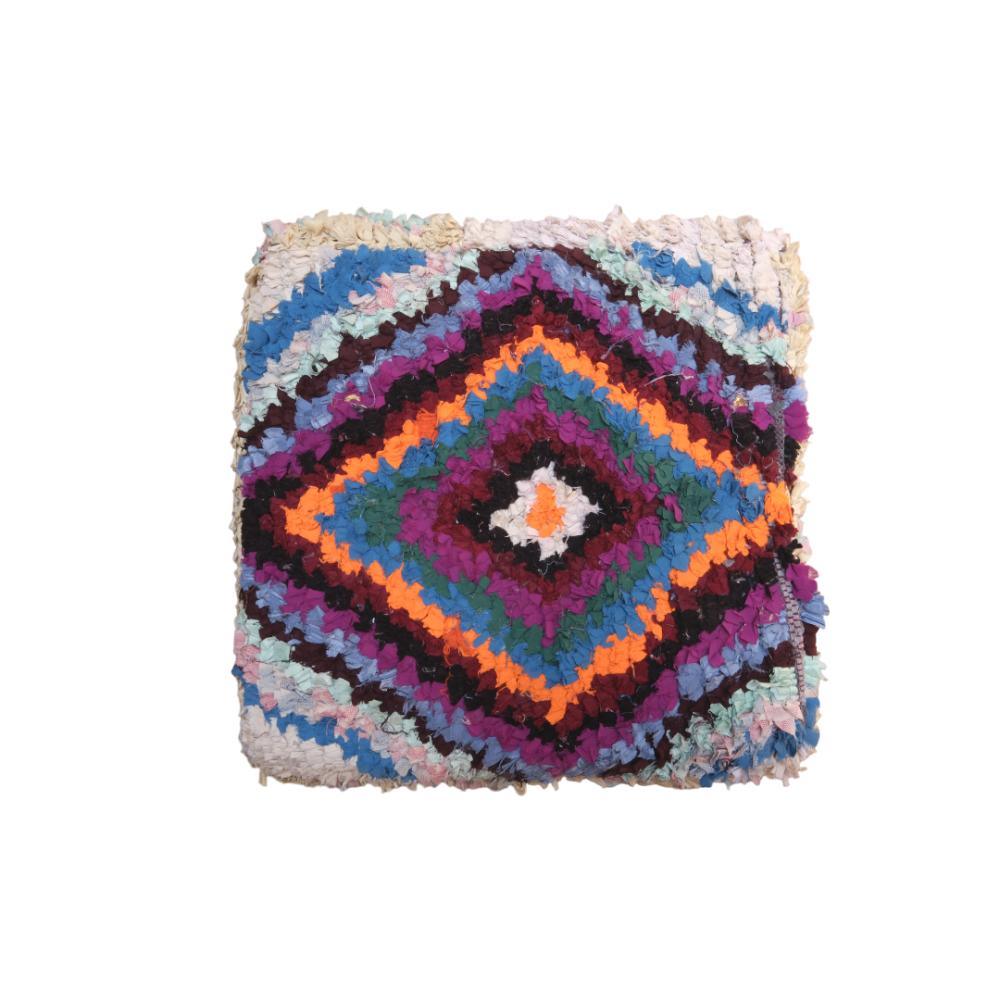 Moroccan Boucherouite Square Floor Cushion - Surcoma