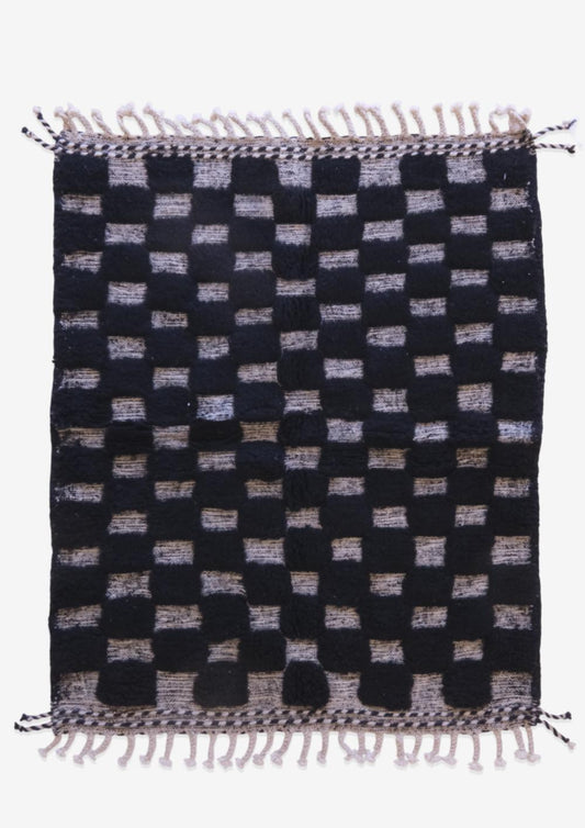 Moroccan Textured Checkerboard Rug 5 x 4 ft / 151 x 124 cm