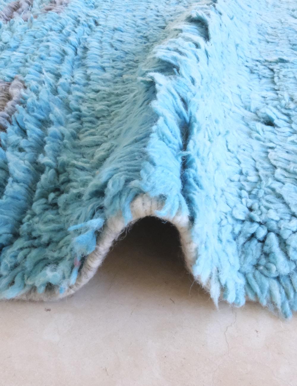 Moroccan Turquoise Blue Wool Rug 11.8 x 6.6 ft / 359 x 203 cm