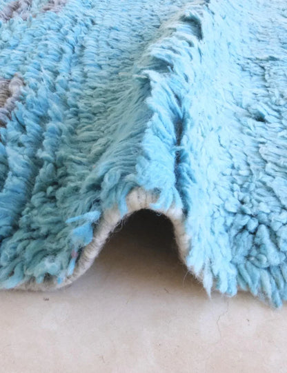 Moroccan Turquoise Blue Wool Rug 11.8 x 6.6 ft / 359 x 203 cm - Surcoma