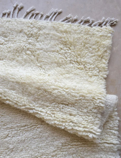 Moroccan White Beni Ourain Kilim Rug 9.6 x 6.2 ft / 292 x 191 cm - Surcoma