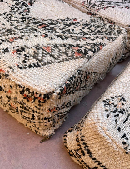 Moroccan White Tribal Floor Cushion - Surcoma