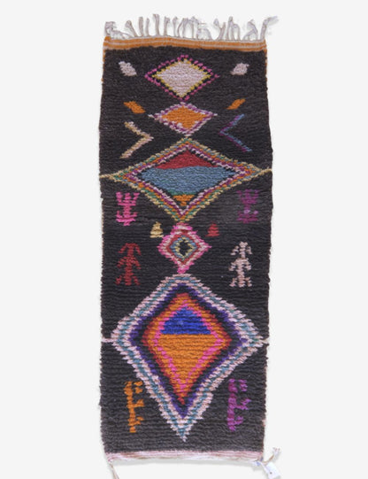 Custom Black Colorful Moroccan Runner Rug - Esmeralda 08