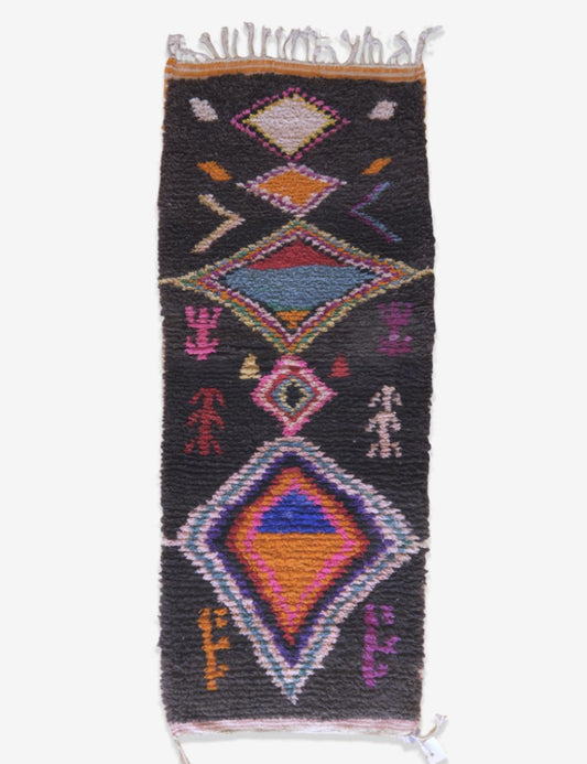 Custom Black Colorful Moroccan Runner Rug - Esmeralda 08