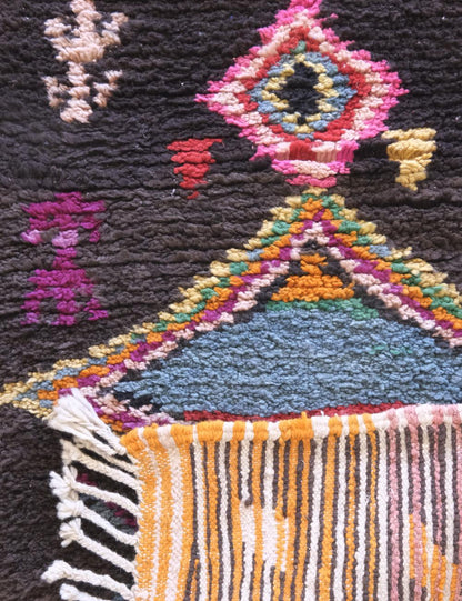 Custom Black Colorful Moroccan Runner Rug - Esmeralda 08