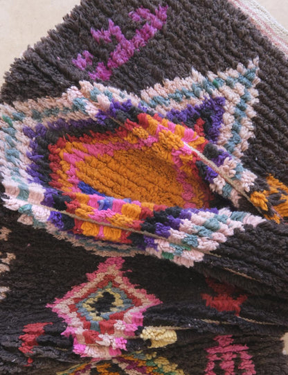 Custom Black Colorful Moroccan Runner Rug - Esmeralda 08