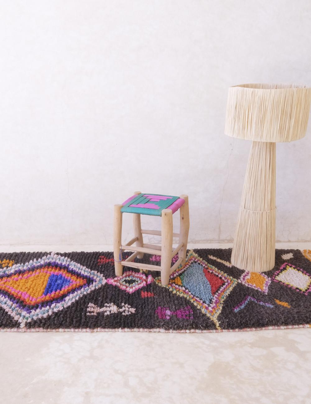 Custom Black Colorful Moroccan Runner Rug - Esmeralda 08
