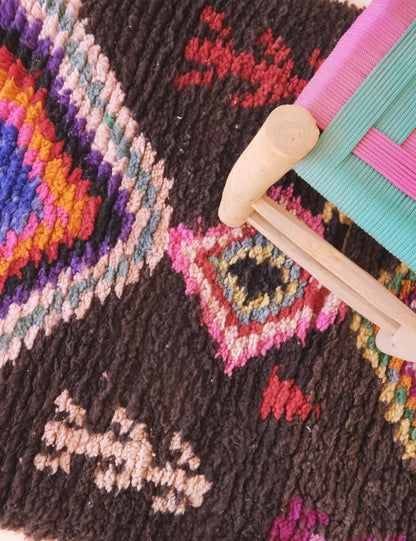 Custom Black Colorful Moroccan Runner Rug - Esmeralda 08