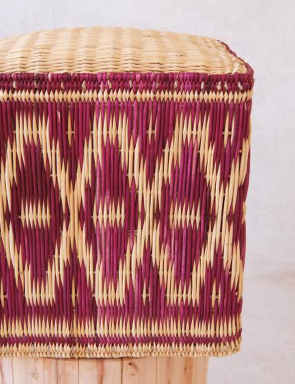 Moroccan Wicker Straw Pouf