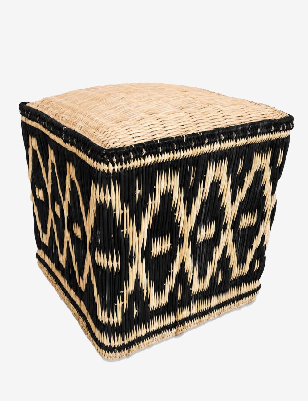 Moroccan Wicker Straw Pouf