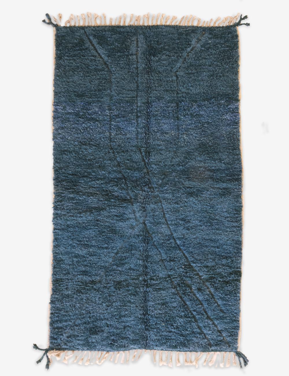 Navy Blue Contemporary Moroccan Rug 8.4 x 4.9 ft / 256 x 152 cm