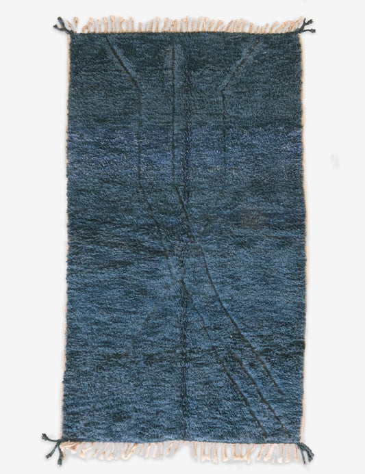 Navy Blue Contemporary Moroccan Rug 8.4 x 4.9 ft / 256 x 152 cm