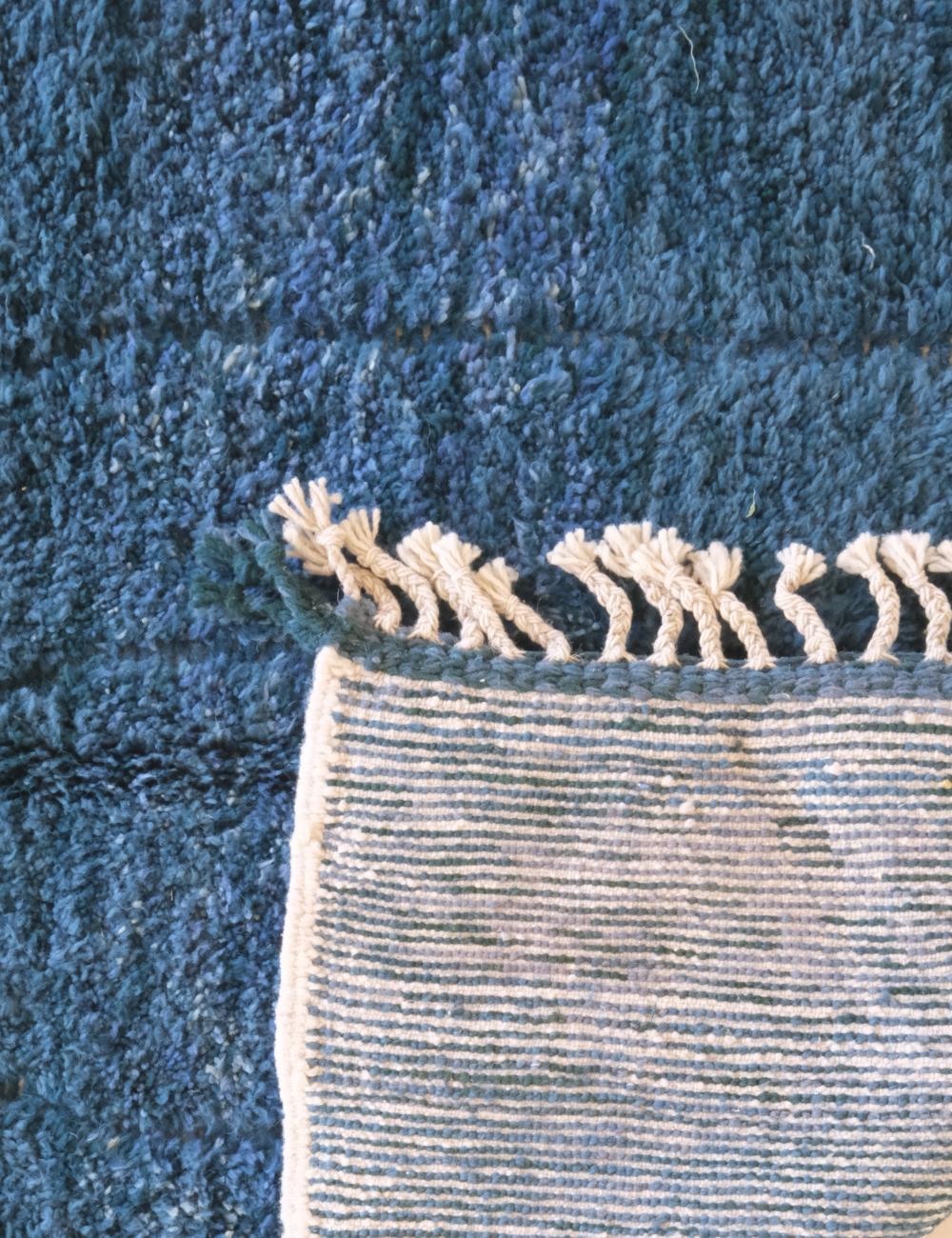 Navy Blue Contemporary Moroccan Rug 8.4 x 4.9 ft / 256 x 152 cm