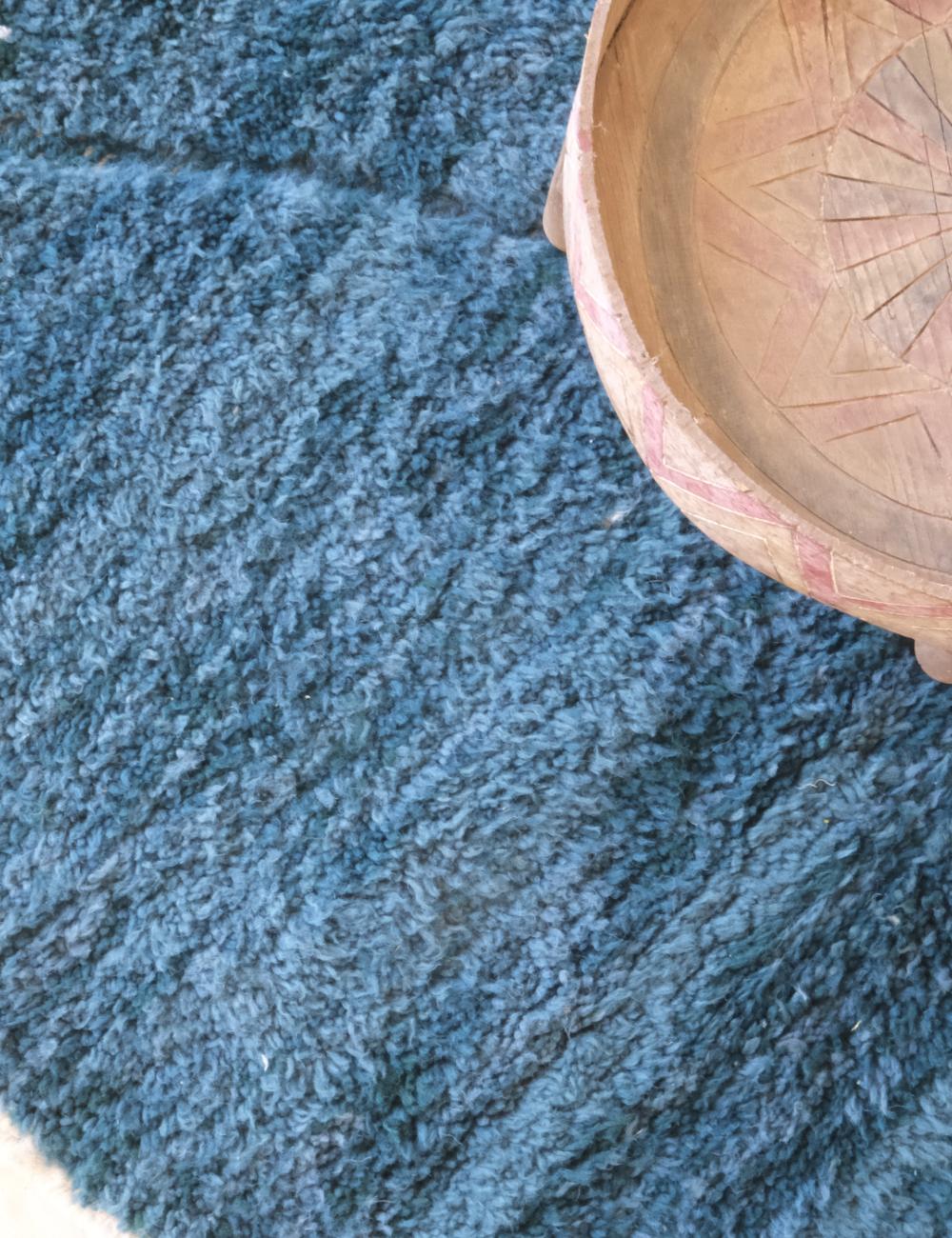 Navy Blue Contemporary Moroccan Rug 8.4 x 4.9 ft / 256 x 152 cm