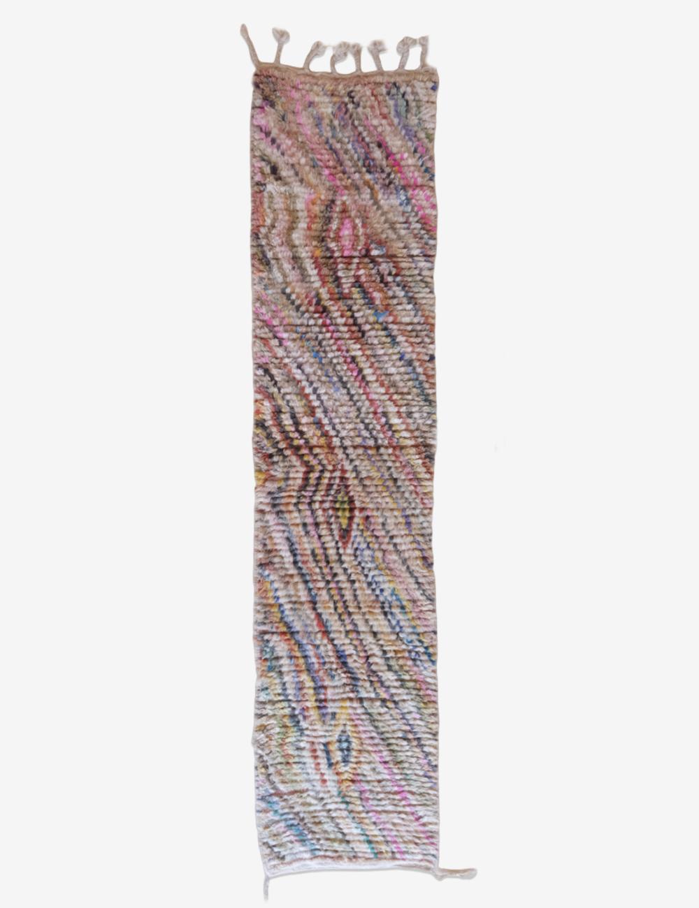 Neutral Pastel Moroccan Runner Rug 10.3 x 2.3 ft / 313 x 71 cm