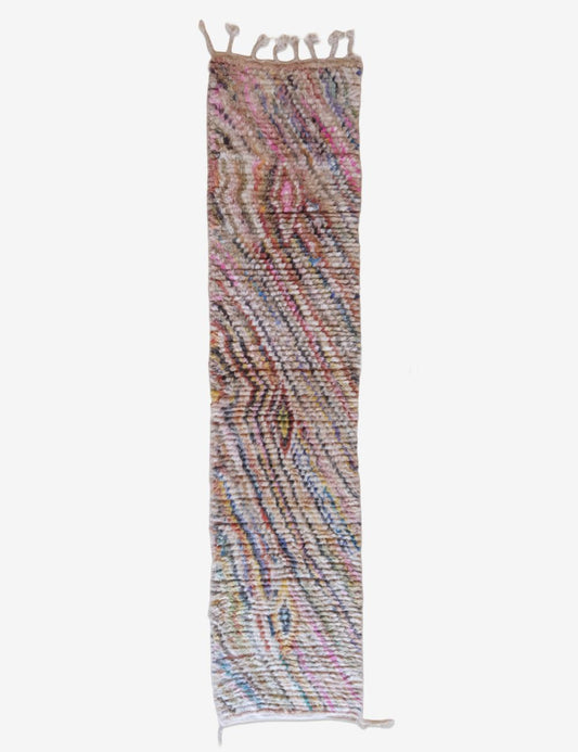 Neutral Pastel Moroccan Runner Rug 10.3 x 2.3 ft / 313 x 71 cm