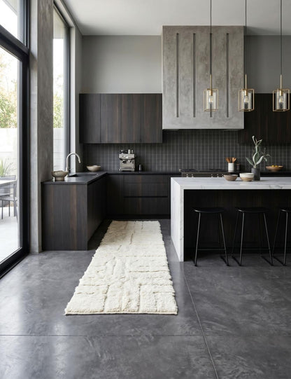 Off-White Moroccan Runner Rug 7 x 2 ft / 214 x 63 cm