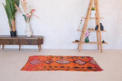 Moroccan Berber Orange Boujad Rug 6 x 2.6 ft / 184 x 82 cm - Surcoma