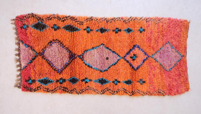 Moroccan Berber Orange Boujad Rug 6 x 2.6 ft / 184 x 82 cm - Surcoma