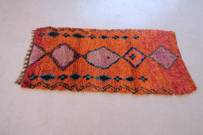 Moroccan Berber Orange Boujad Rug 6 x 2.6 ft / 184 x 82 cm - Surcoma