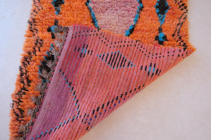 Moroccan Berber Orange Boujad Rug 6 x 2.6 ft / 184 x 82 cm - Surcoma