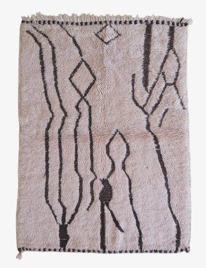 Pale Pink Moroccan Wool Rug 5.7 x 3.8 ft / 173 x 116 cm - Surcoma