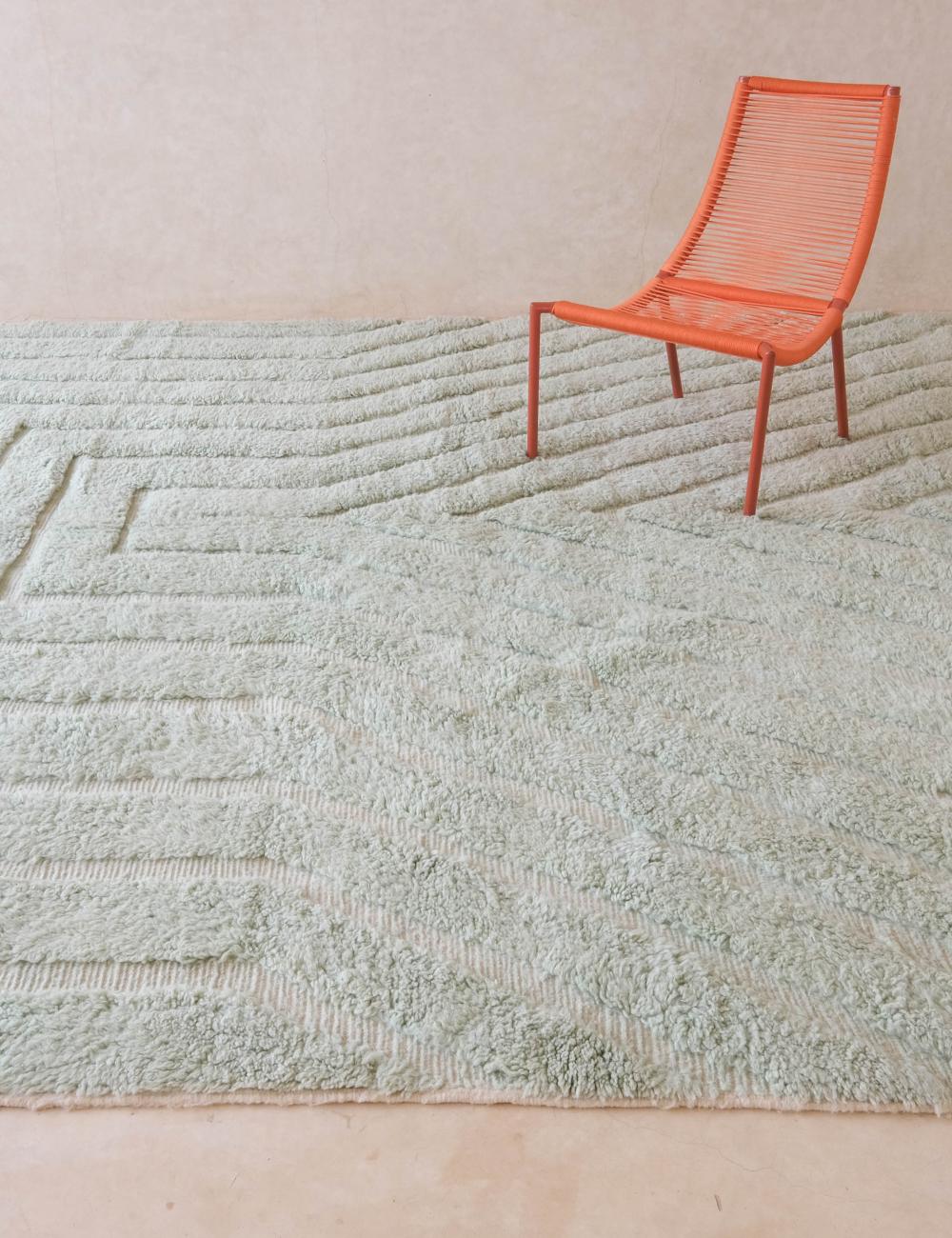 Custom Soft Sage Green Moroccan Rug - Forma 57