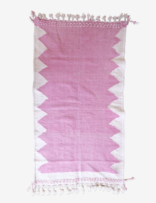 Pink Flatwoven Moroccan Rug 6.2 x 3.4 ft / 188 x 105 cm