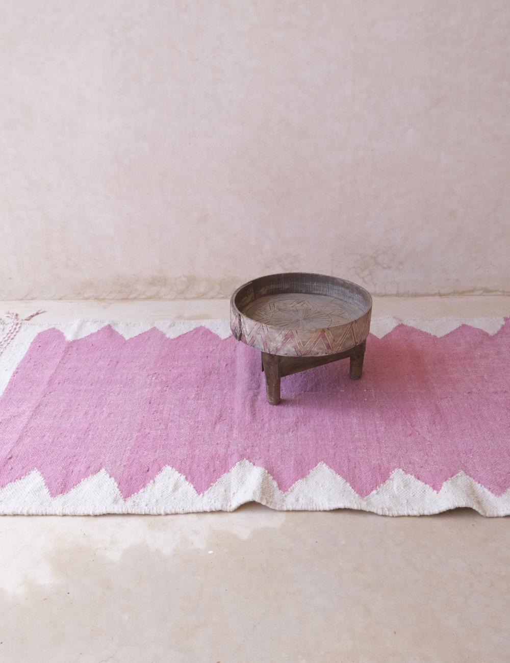 Pink Flatwoven Moroccan Rug 6.2 x 3.4 ft / 188 x 105 cm