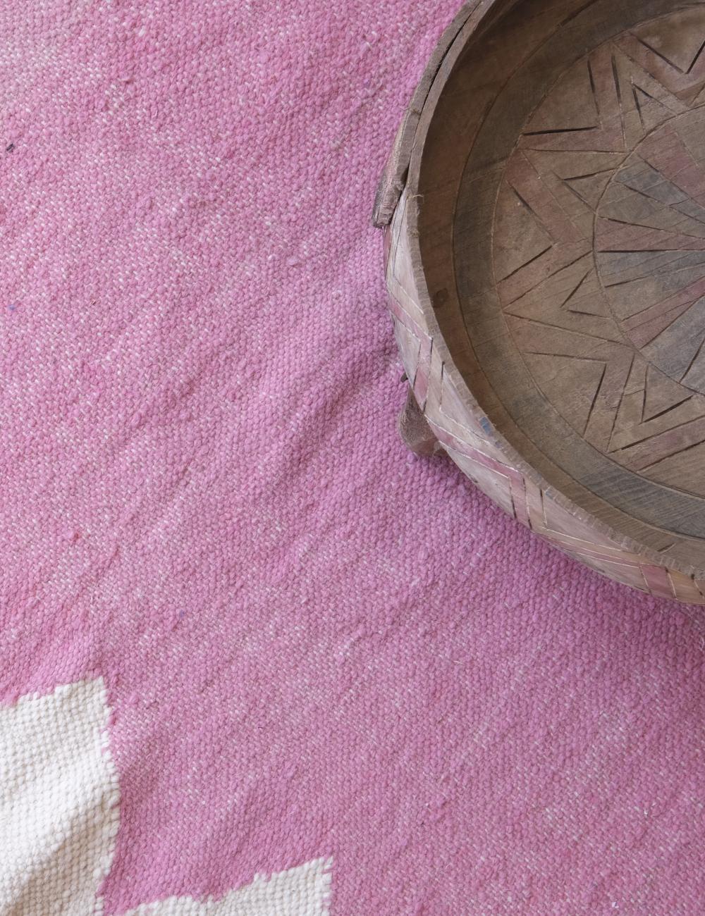 Pink Flatwoven Moroccan Rug 6.2 x 3.4 ft / 188 x 105 cm