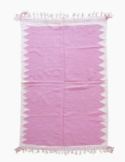 Pink Kilim Moroccan Rug 7.6 x 4.5 ft / 233 x 138 cm - Surcoma